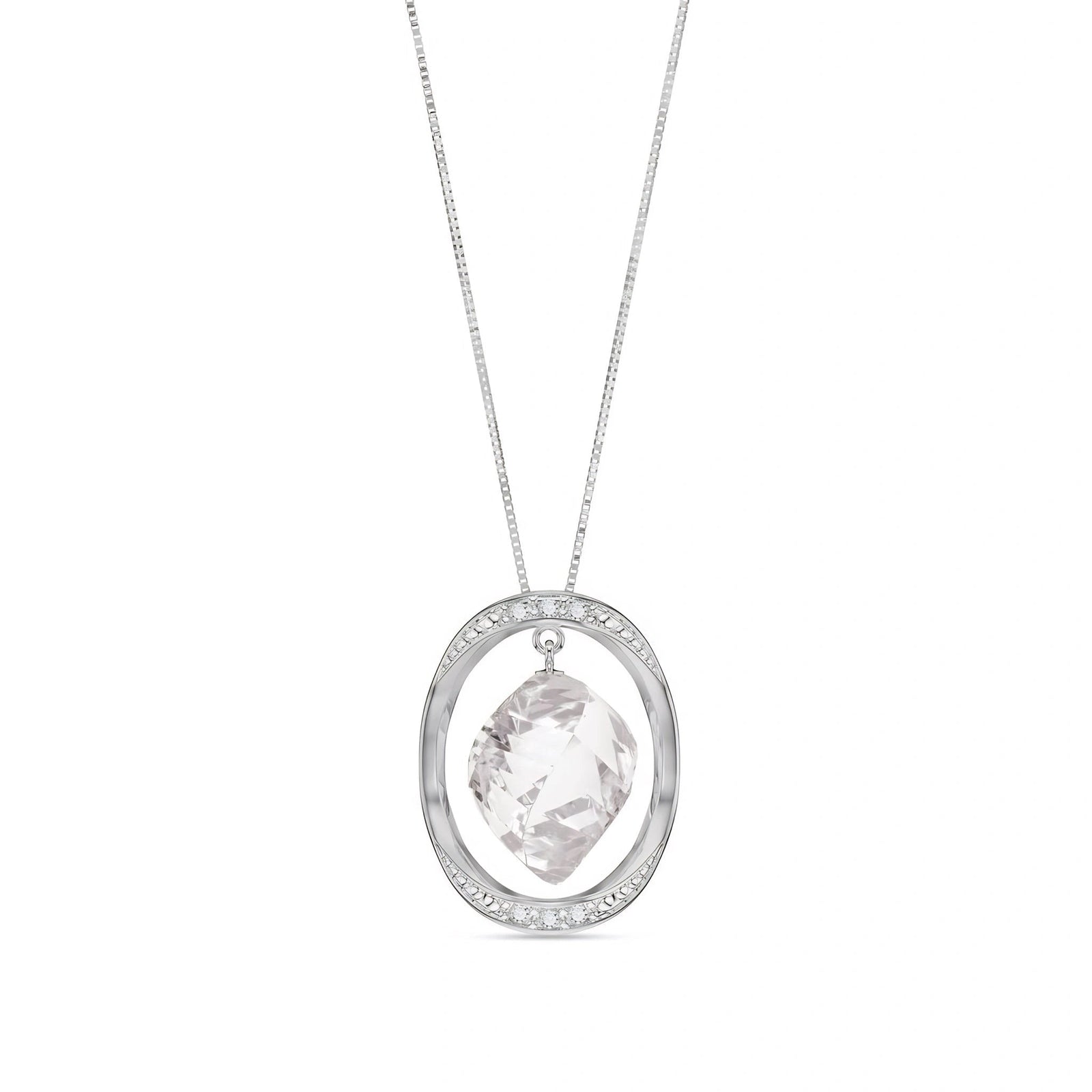 White Gold Pendant Necklace White Topaz 10K — Loretta