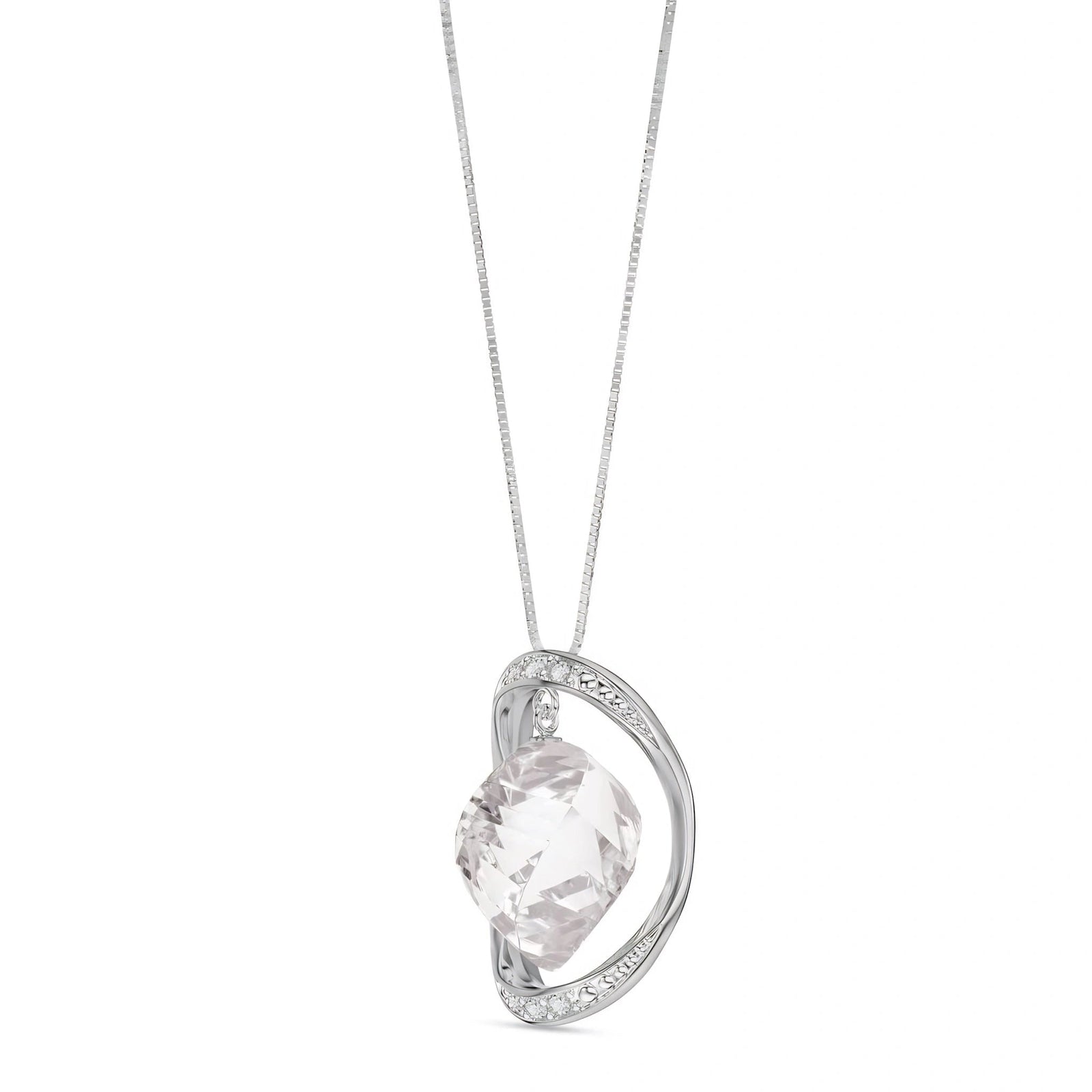 White Gold Pendant Necklace White Topaz 10K — Loretta