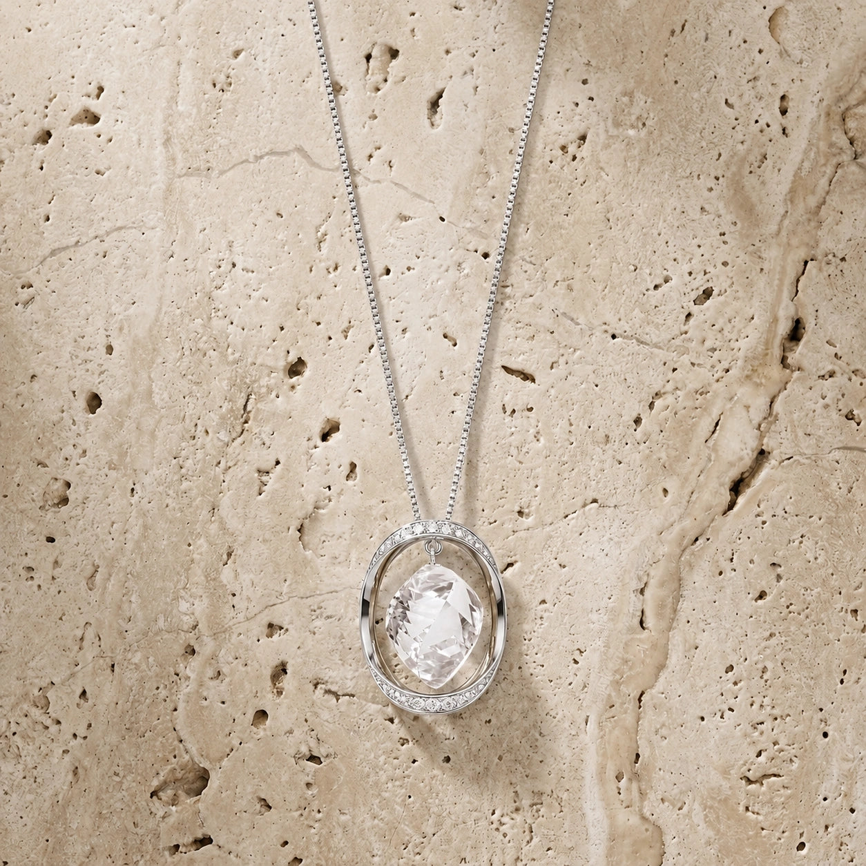 White Gold Pendant Necklace White Topaz 10K — Loretta