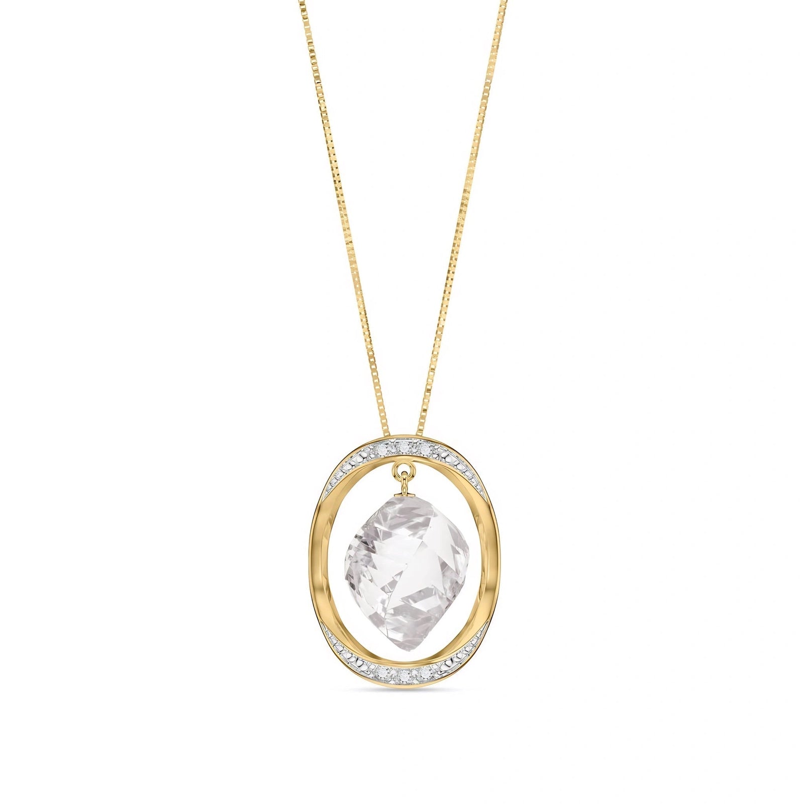 Yellow Gold Pendant Necklace White Topaz 10K — Loretta