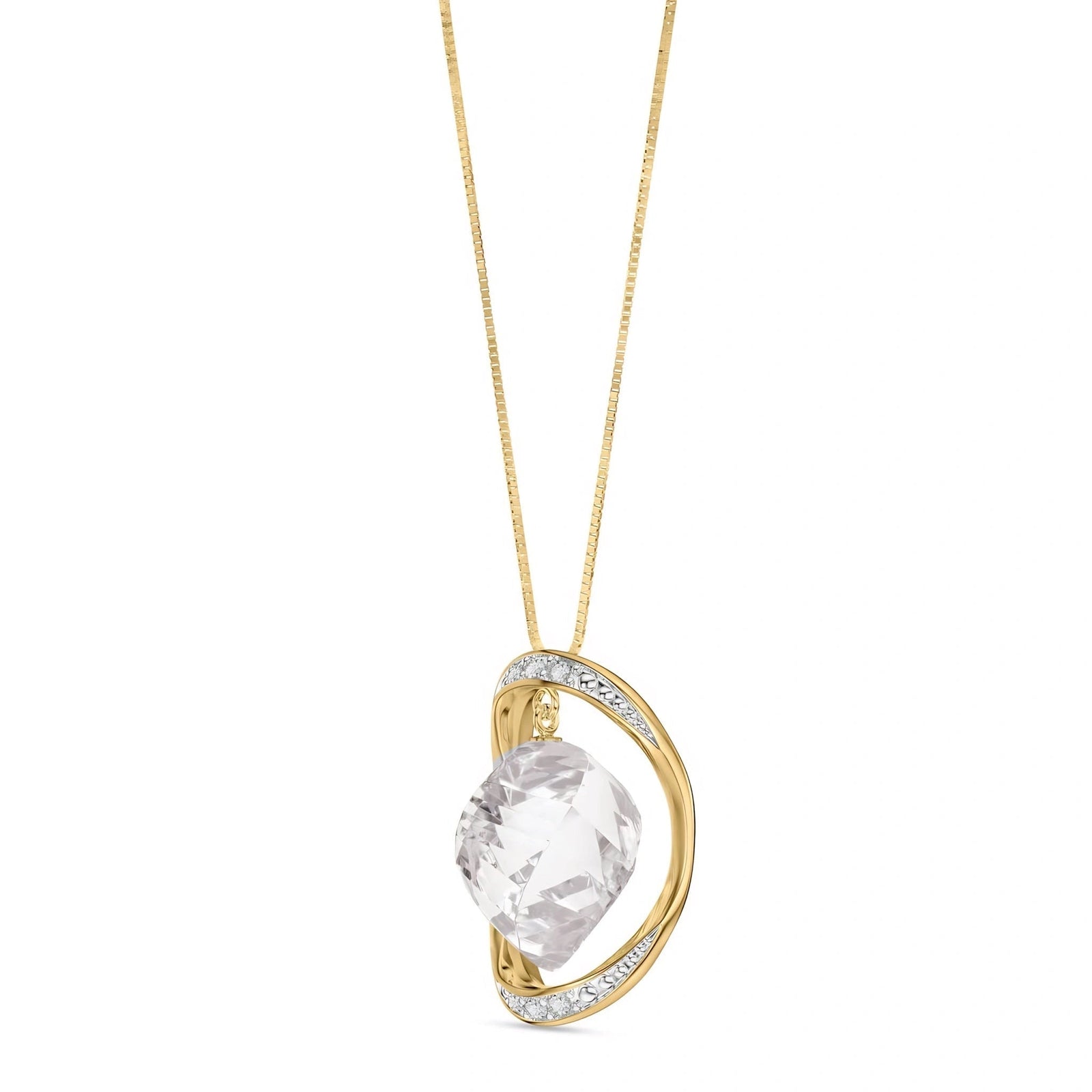Yellow Gold Pendant Necklace White Topaz 10K — Loretta