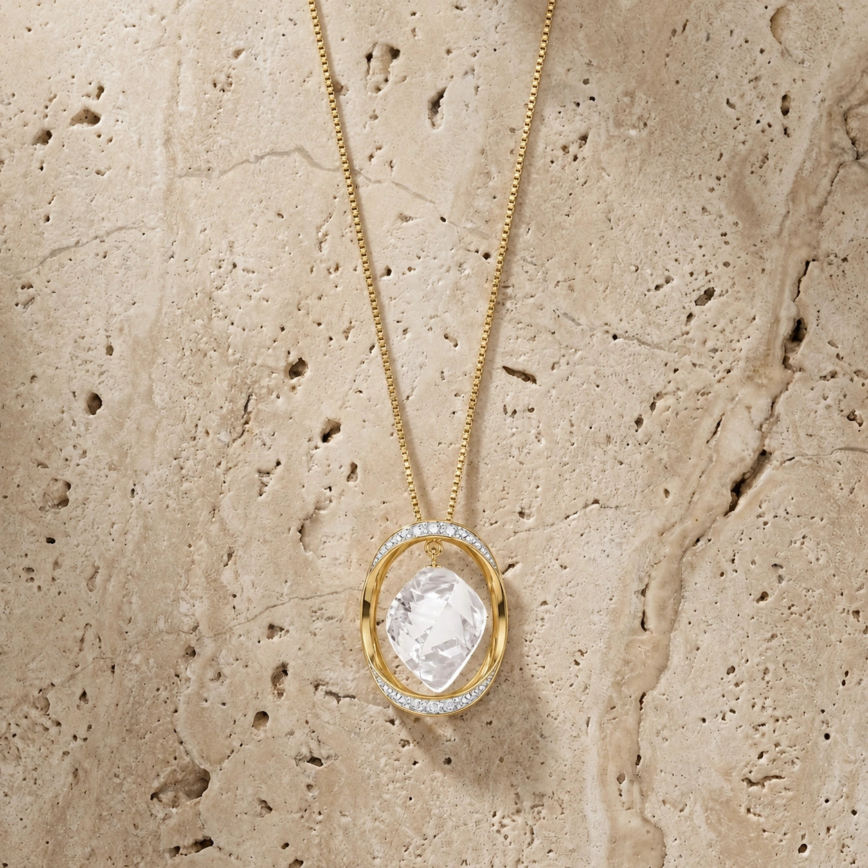 Yellow Gold Pendant Necklace White Topaz 10K — Loretta