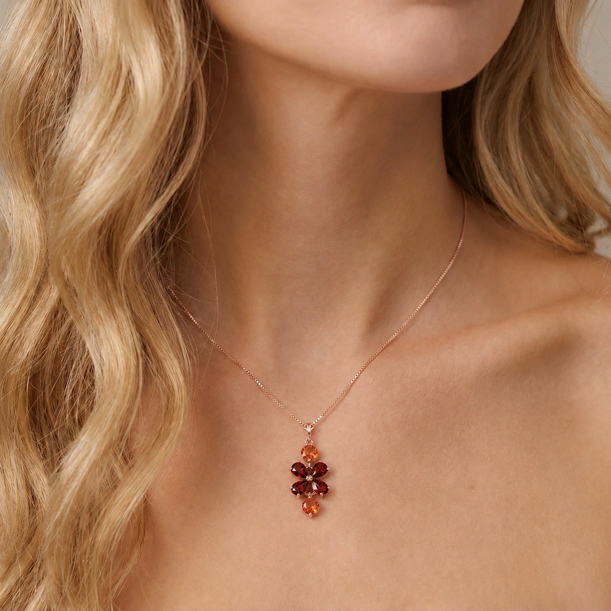Rose Gold Classic Necklace Aquamarine 10K — Arianna