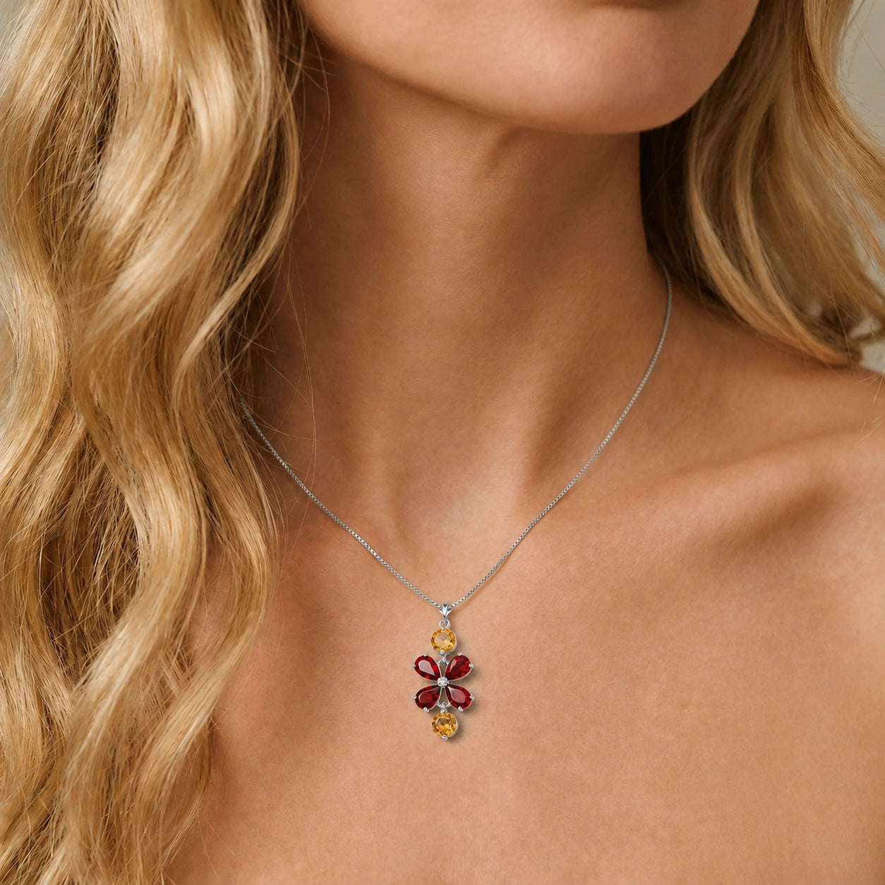 White Gold Classic Necklace Aquamarine 10K — Arianna