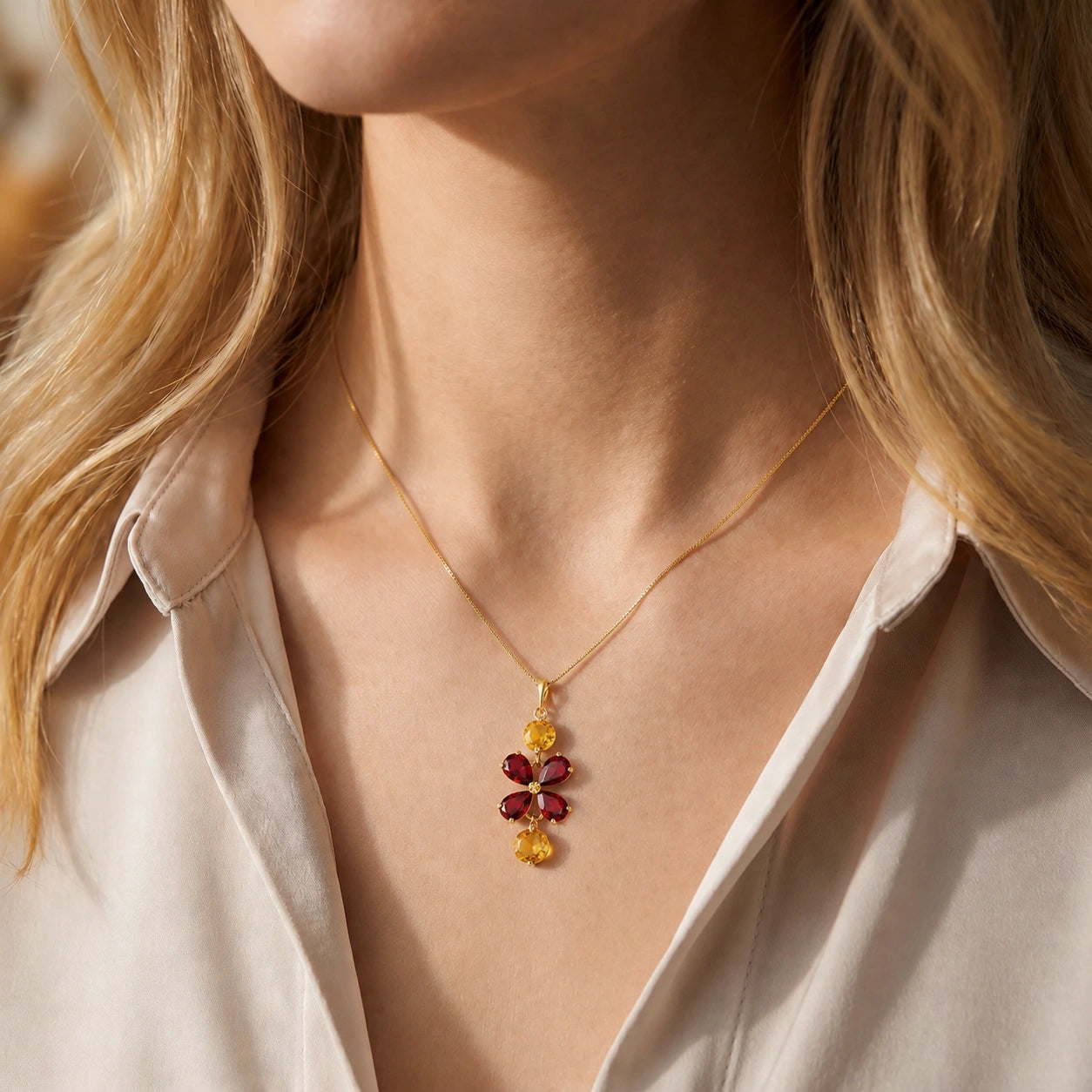Yellow Gold Classic Necklace Aquamarine 10K — Arianna
