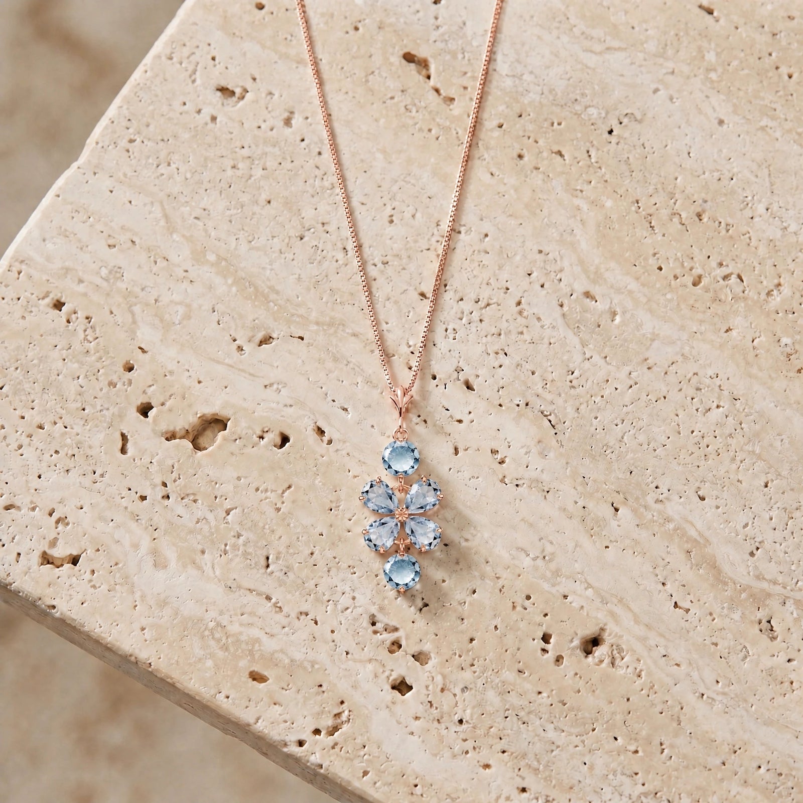 Rose Gold Classic Necklace Blue Topaz 10K — Arianna