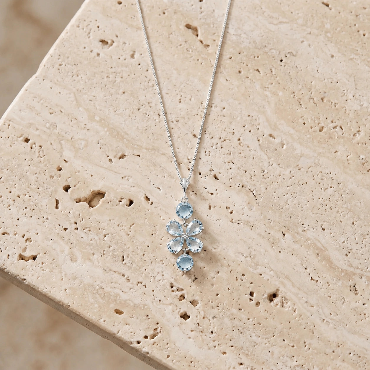White Gold Classic Necklace Blue Topaz 10K — Arianna