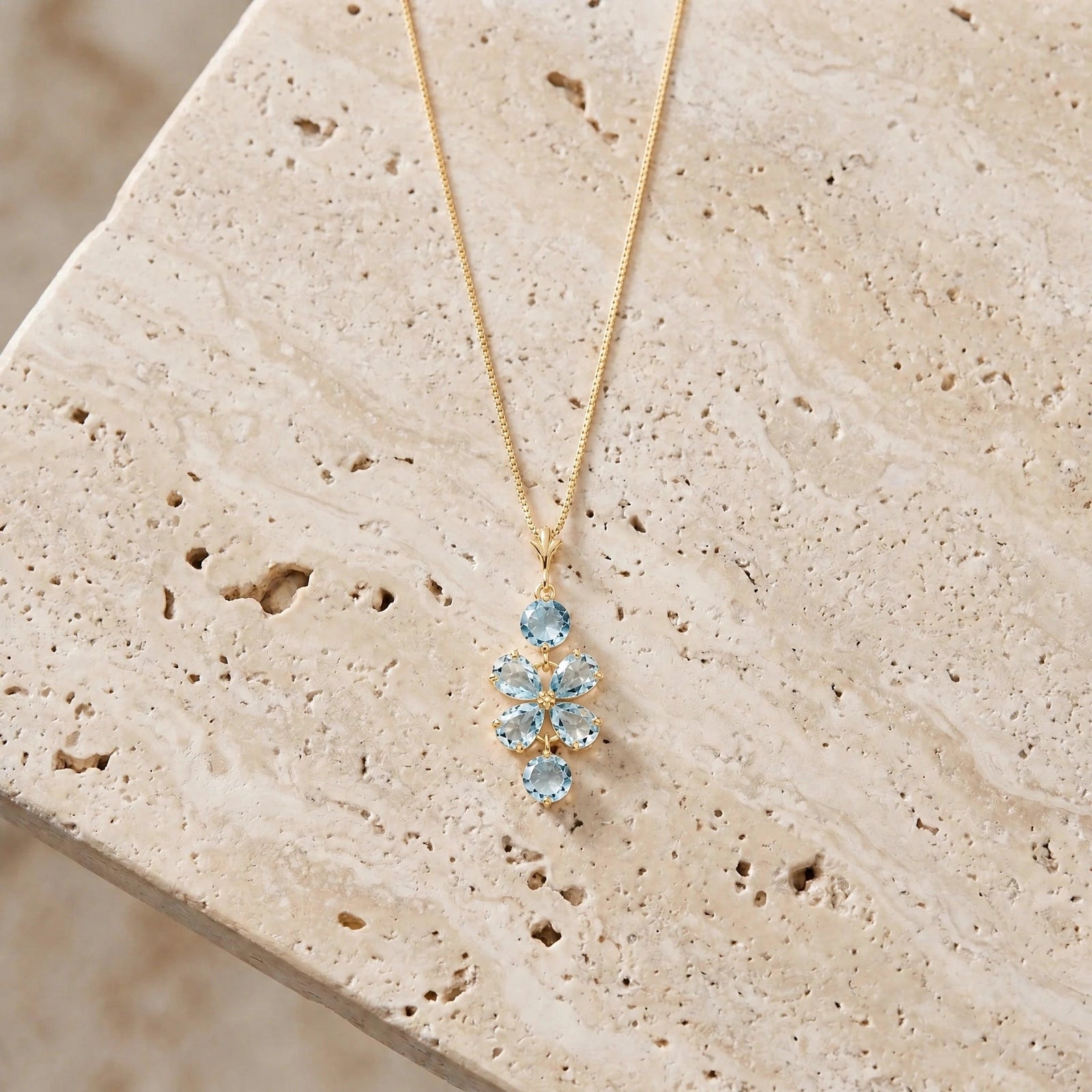 Yellow Gold Classic Necklace Blue Topaz 10K — Arianna