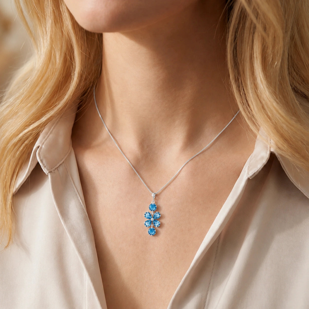 White Gold Classic Necklace Citrine 10K — Arianna