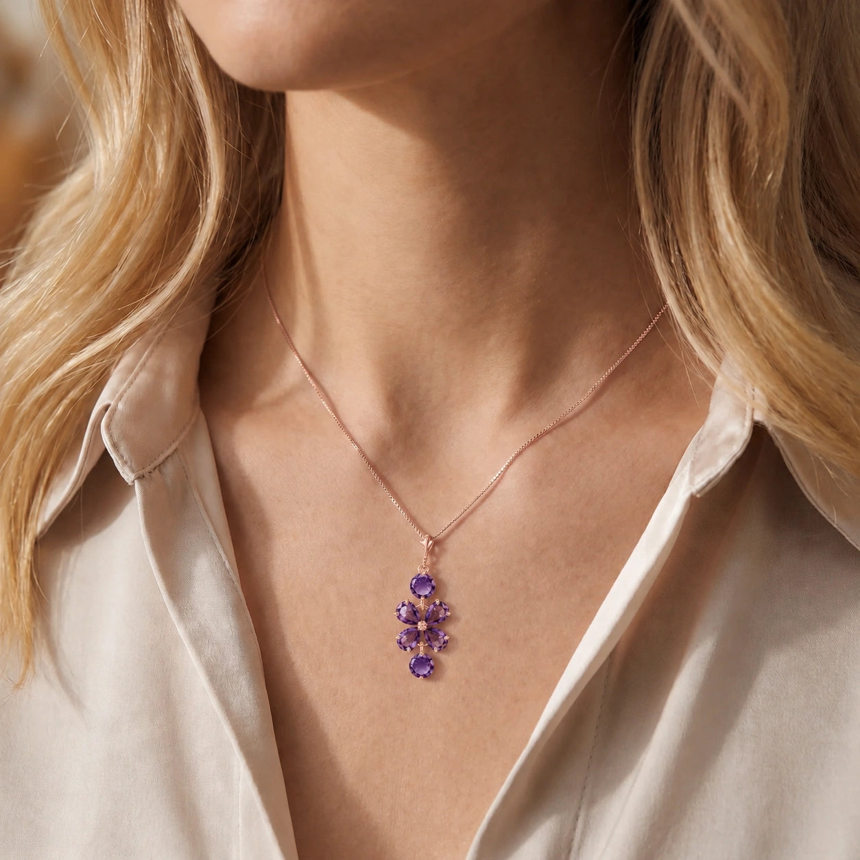 Rose Gold Classic Necklace Emerald 10K — Arianna