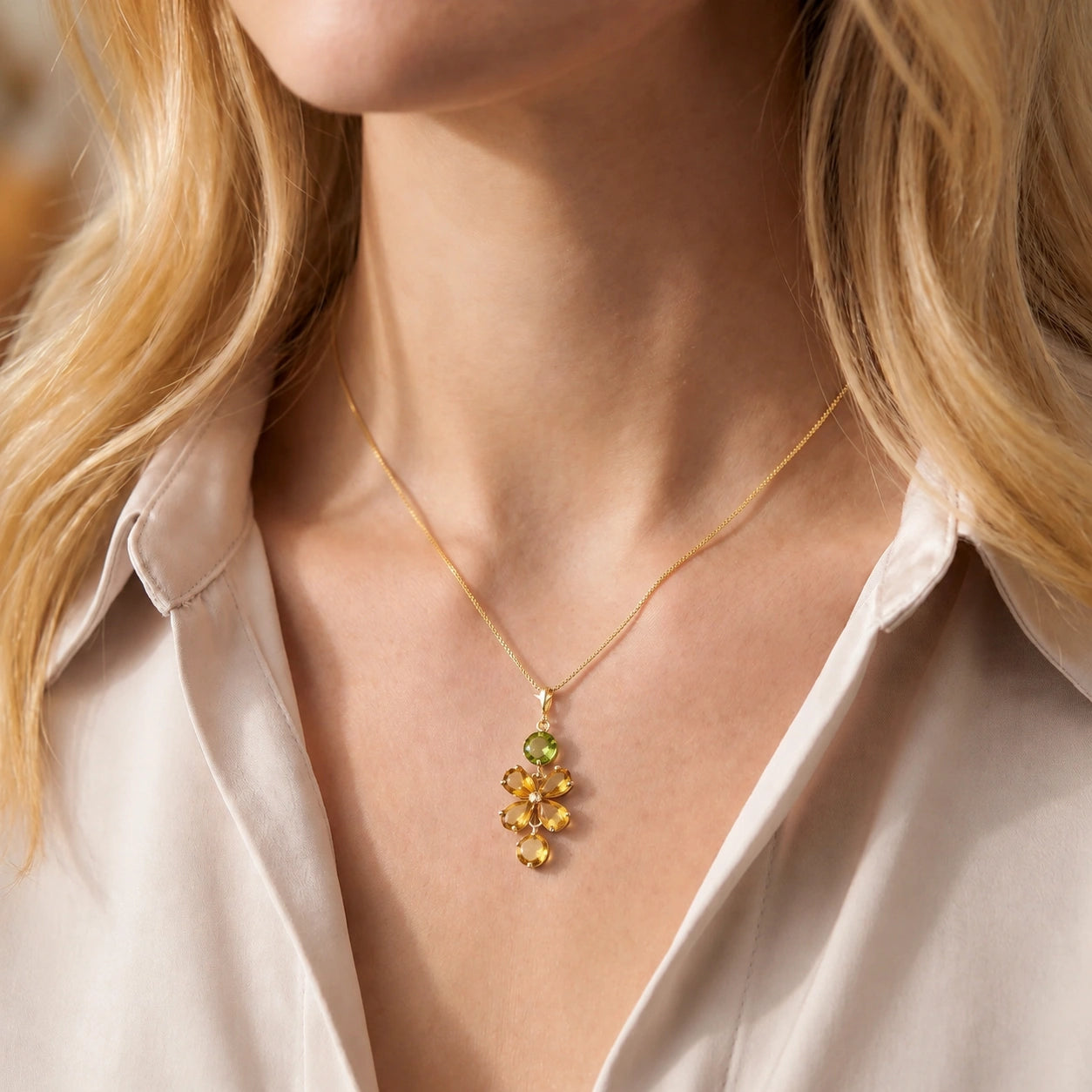 Yellow Gold Classic Necklace Garnet 10K — Arianna