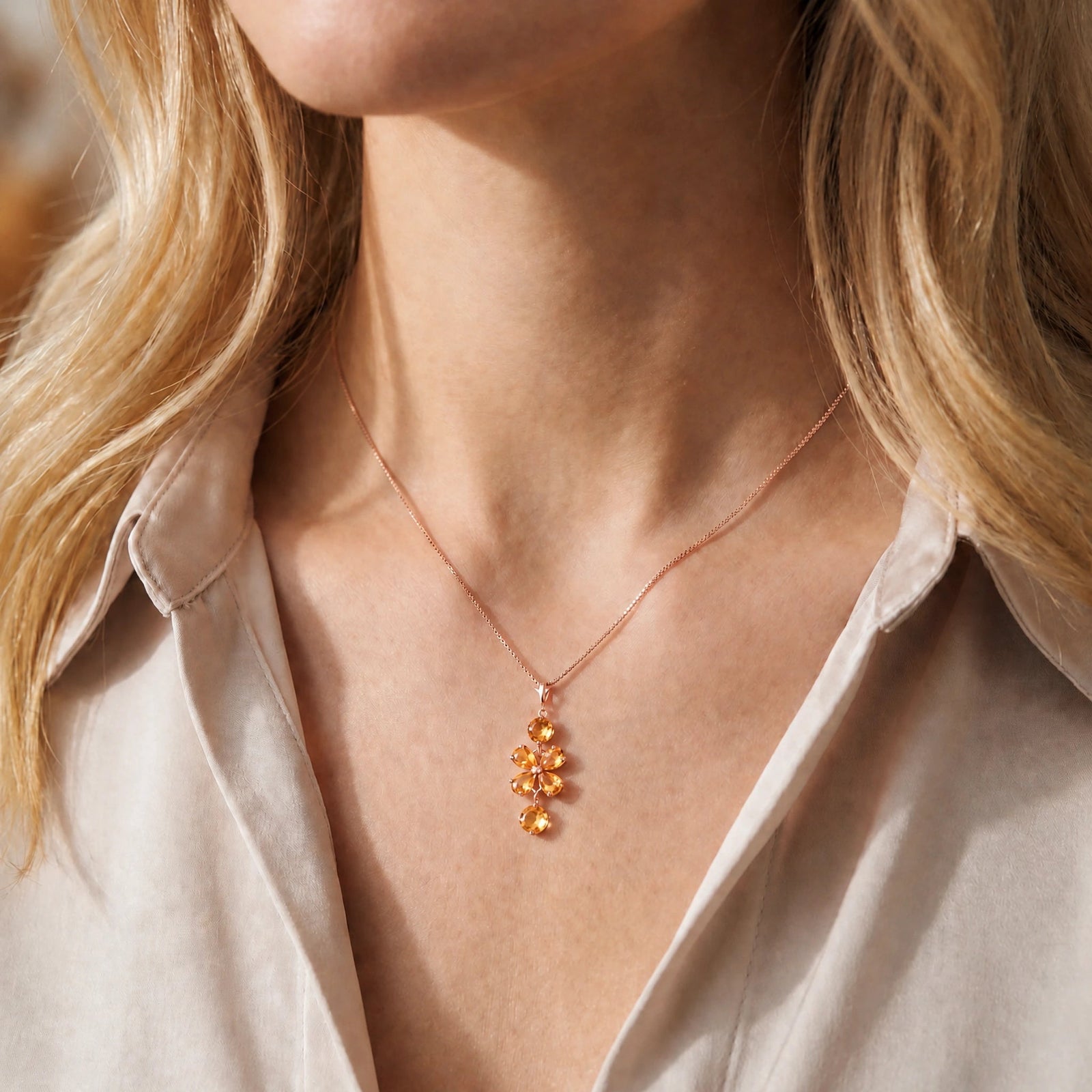 Rose Gold Classic Necklace Pink Topaz 10K — Arianna