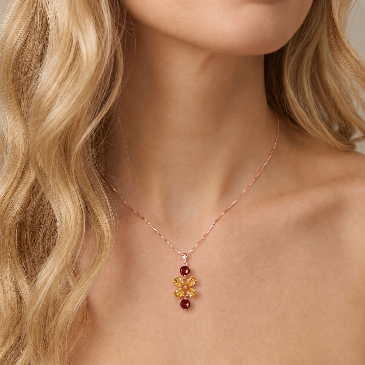 Rose Gold Classic Necklace Pink Topaz 10K — Arianna