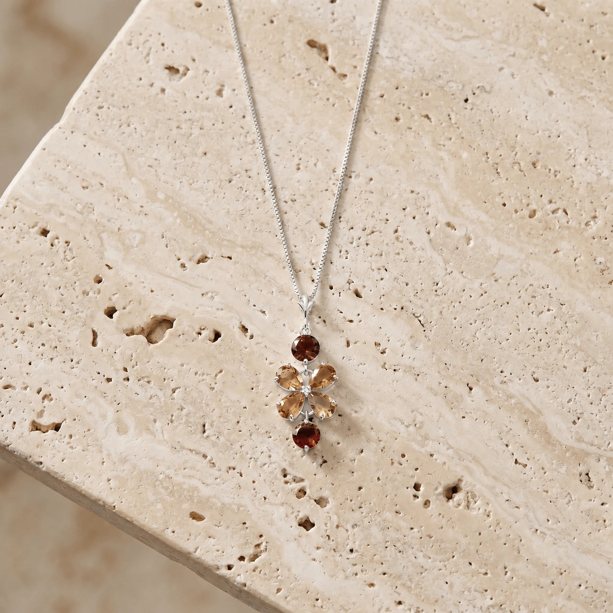 White Gold Classic Necklace Pink Topaz 10K — Arianna