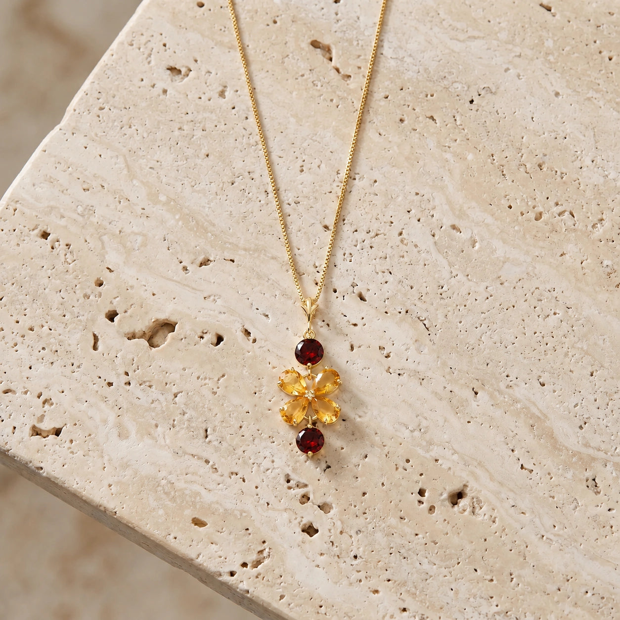 Yellow Gold Classic Necklace Pink Topaz 10K — Arianna