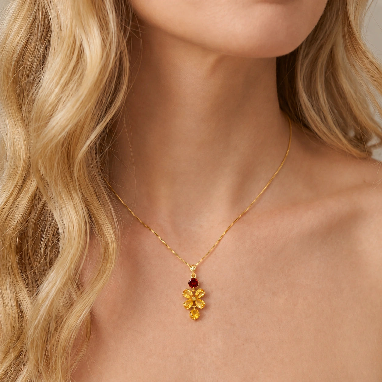 Yellow Gold Classic Necklace Pink Topaz 10K — Arianna