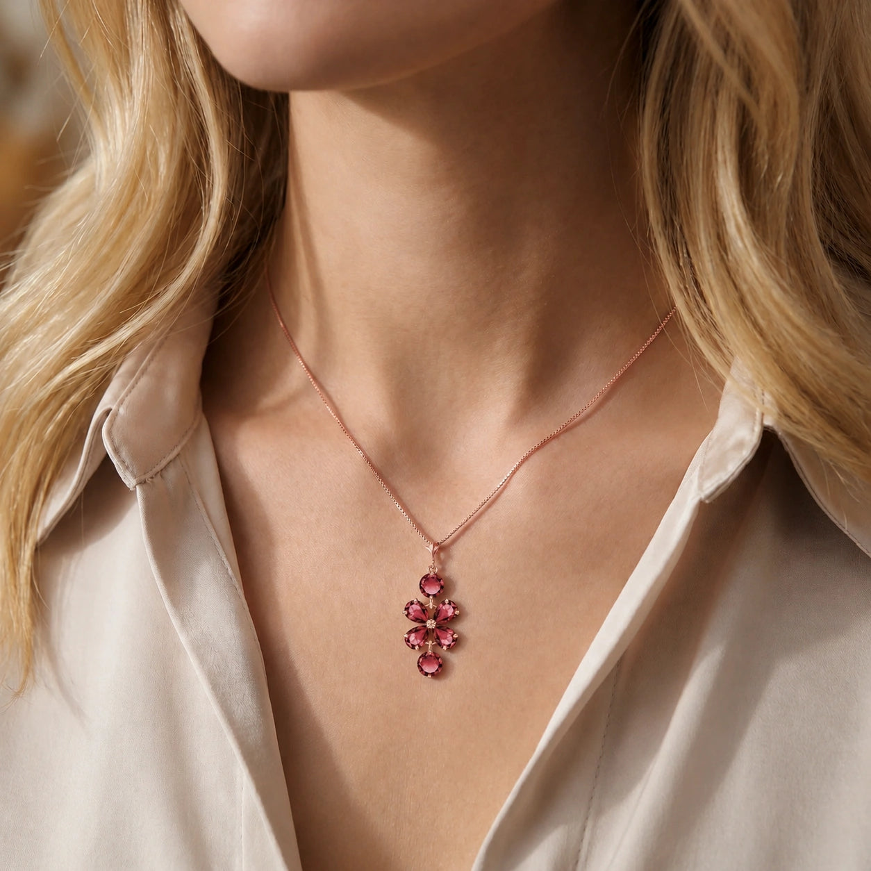 Rose Gold Classic Necklace Ruby 10K — Arianna