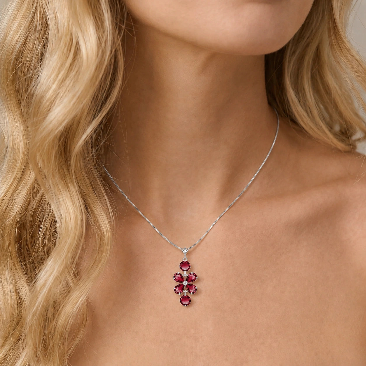 White Gold Classic Necklace Ruby 10K — Arianna