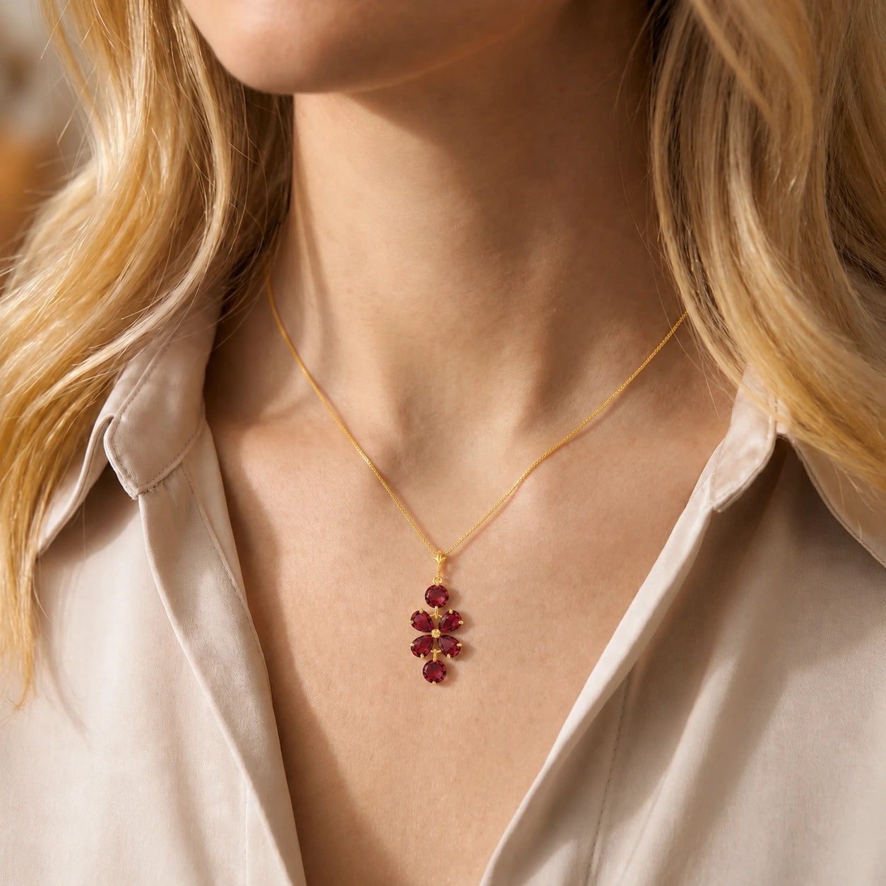 Yellow Gold Classic Necklace Ruby 10K — Arianna