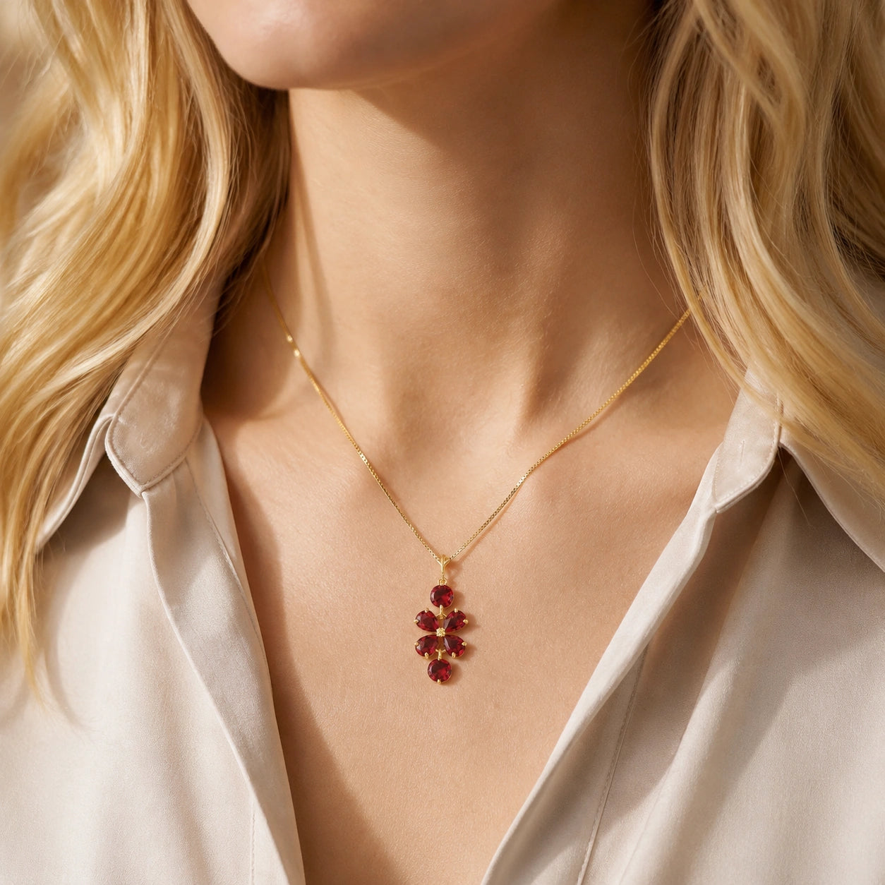 Yellow Gold Classic Necklace Ruby 10K — Arianna