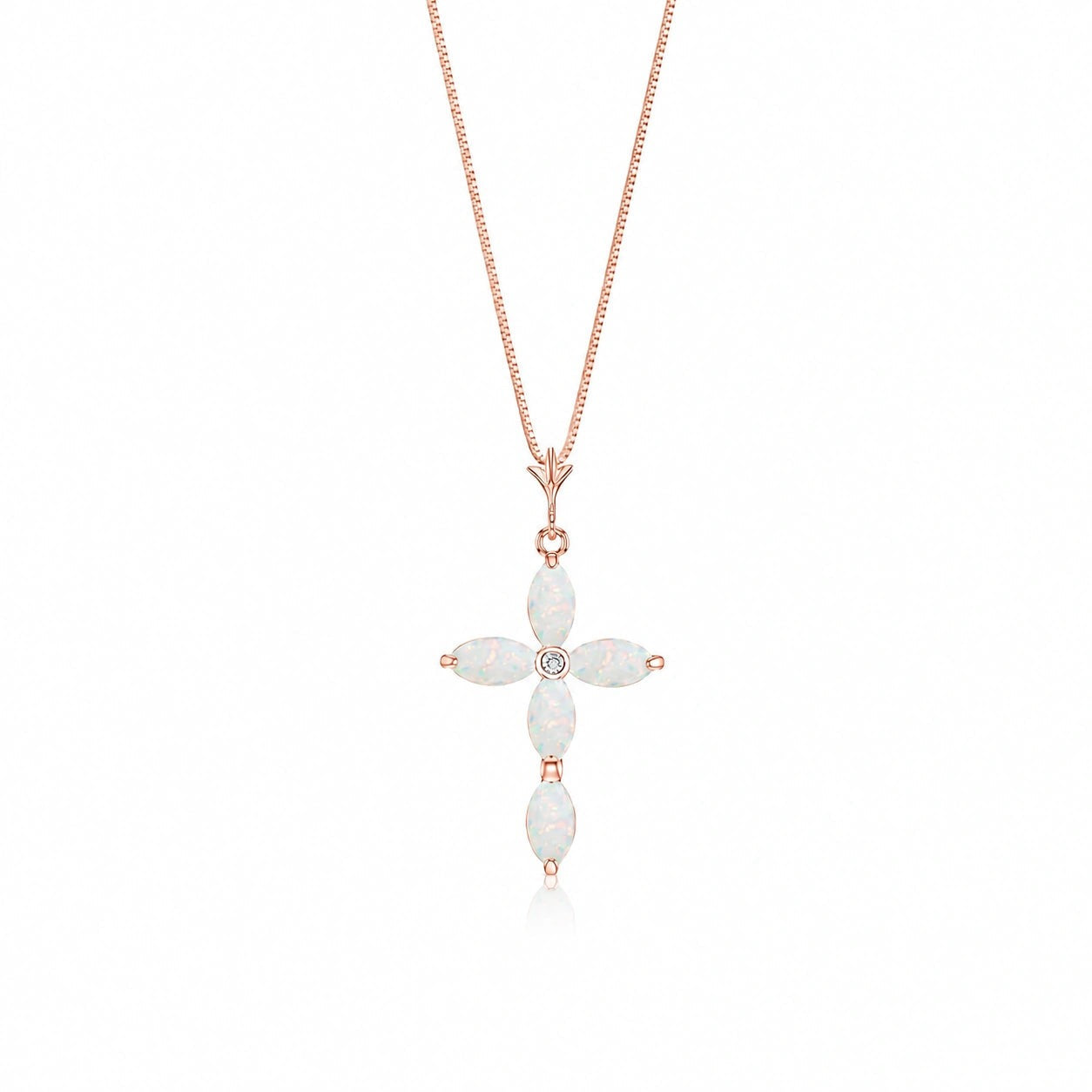Rose Gold Charm Necklace Opal 10K — Delia