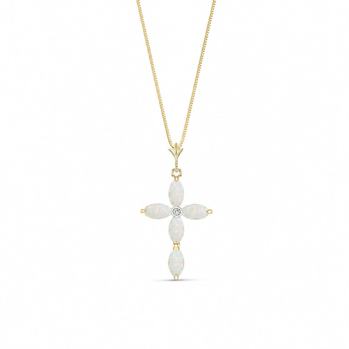 Yellow Gold Charm Necklace Opal 10K — Delia