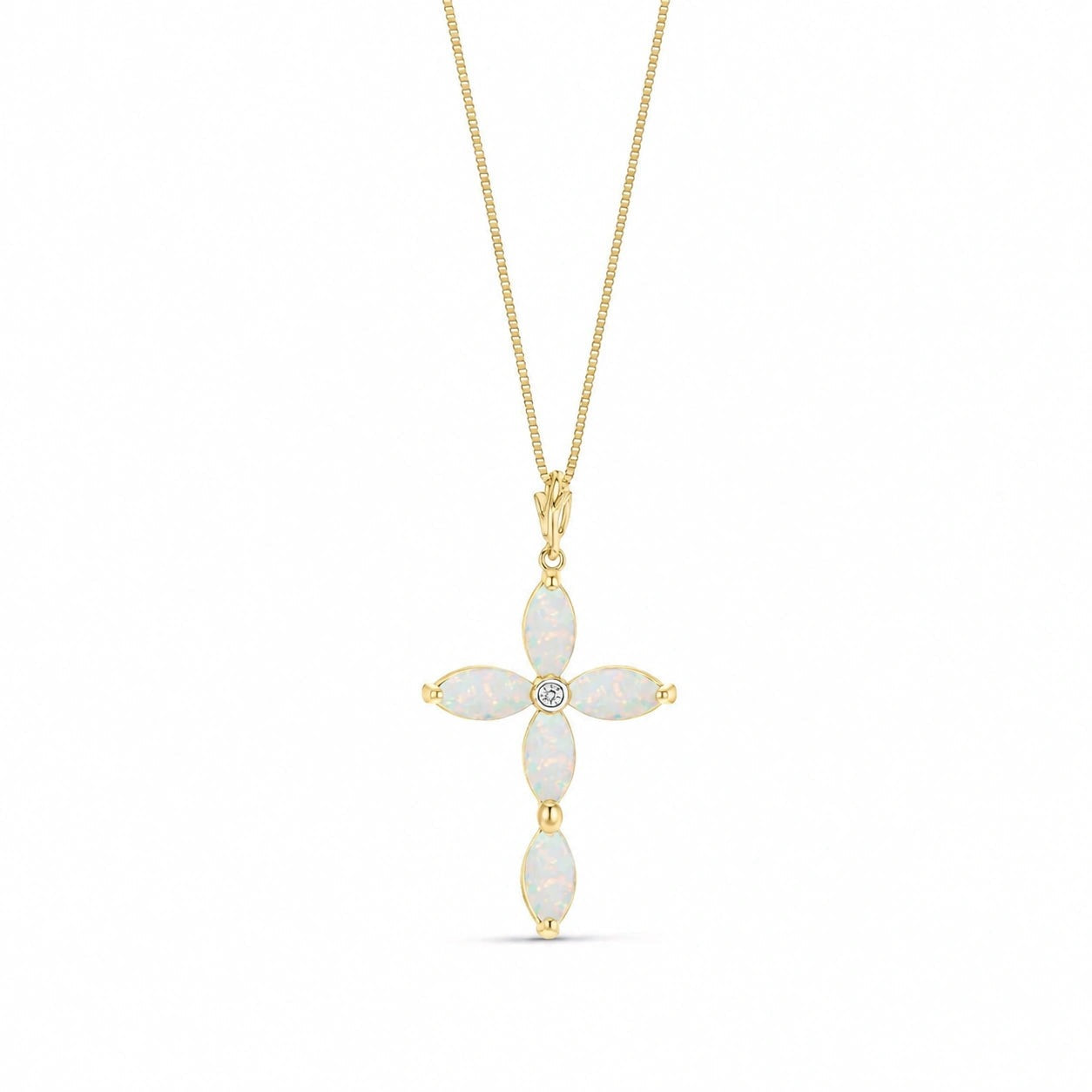 Yellow Gold Charm Necklace Opal 10K — Delia