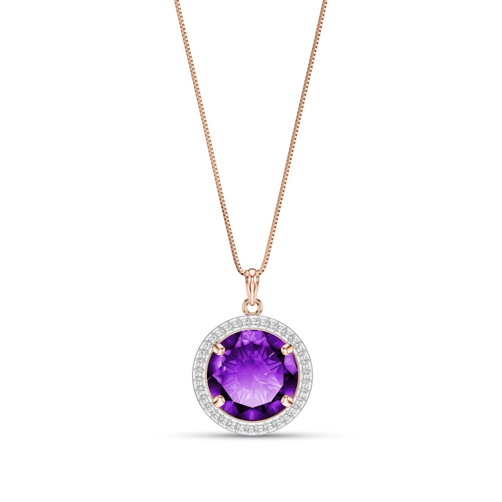 Rose Gold Bloom Pendant Necklace Amethyst 10K — Erminia