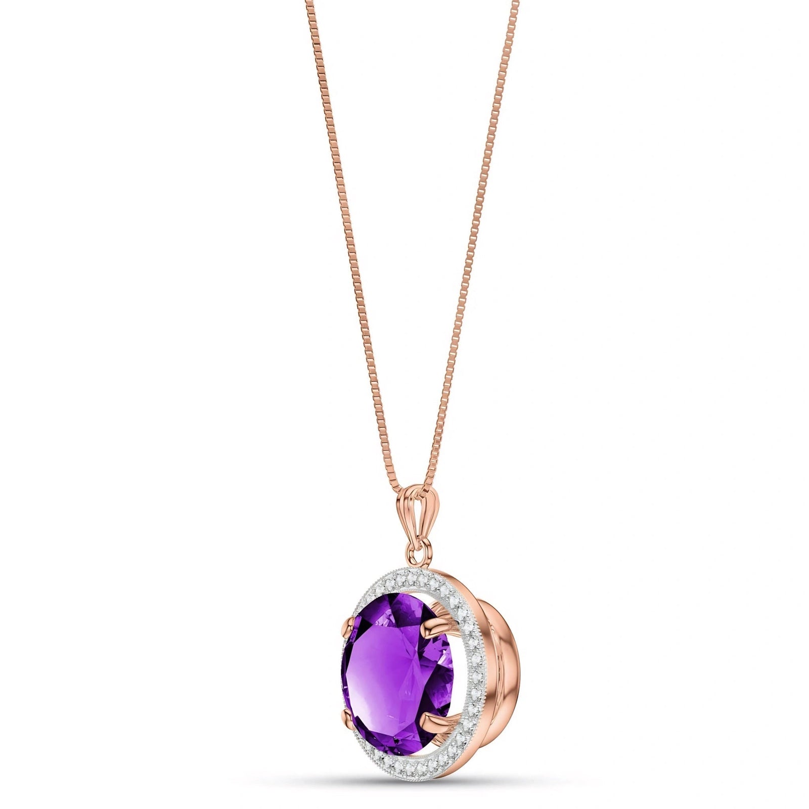 Rose Gold Bloom Pendant Necklace Amethyst 10K — Erminia