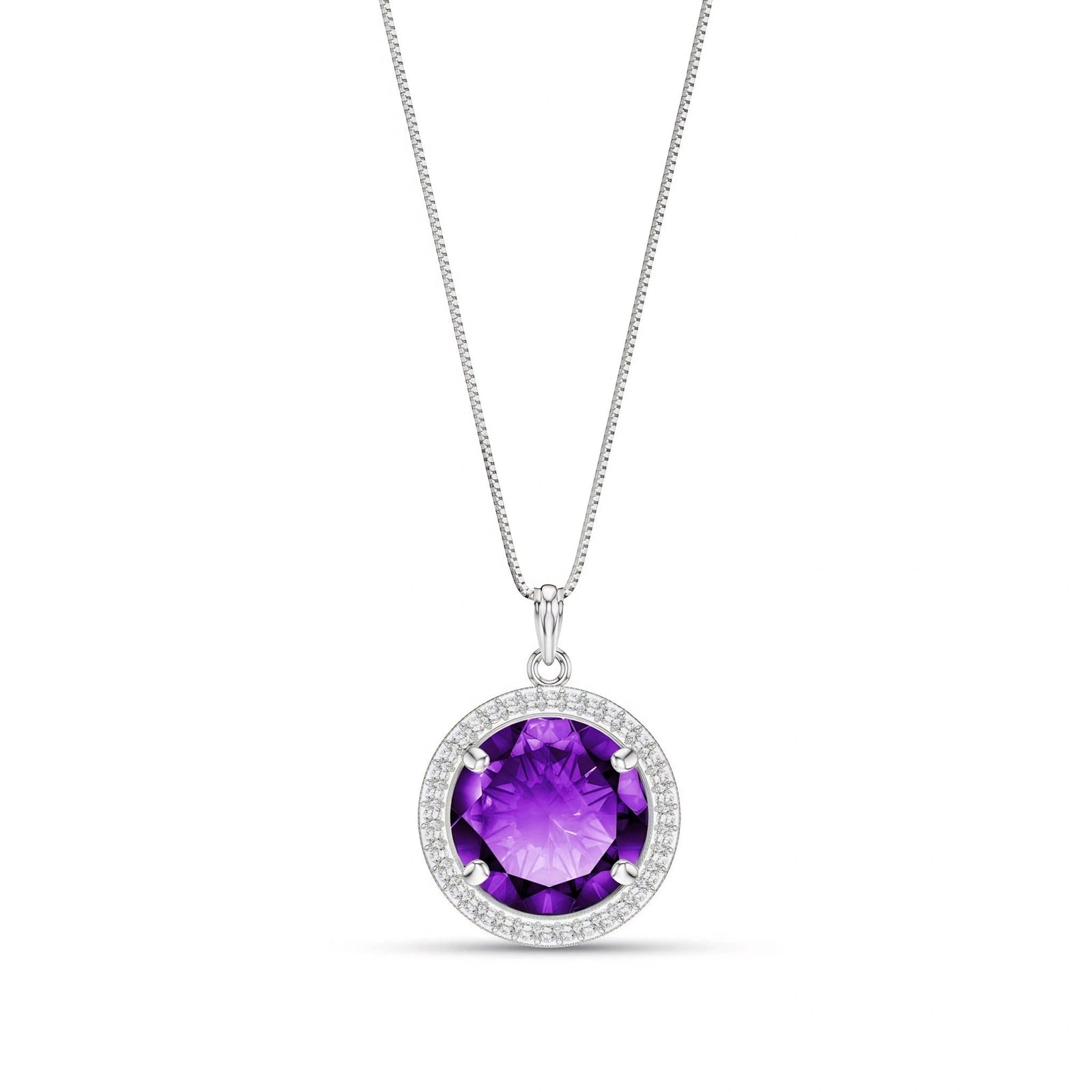 White Gold Bloom Pendant Necklace Amethyst 10K — Erminia