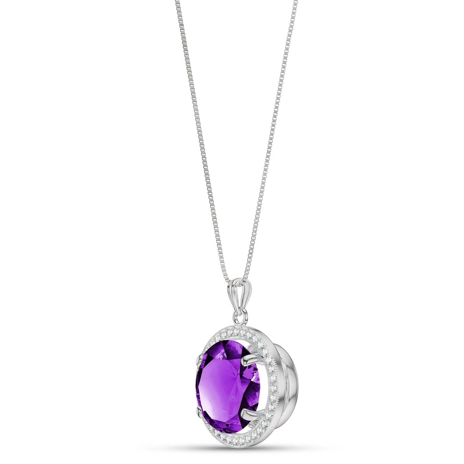 White Gold Bloom Pendant Necklace Amethyst 10K — Erminia