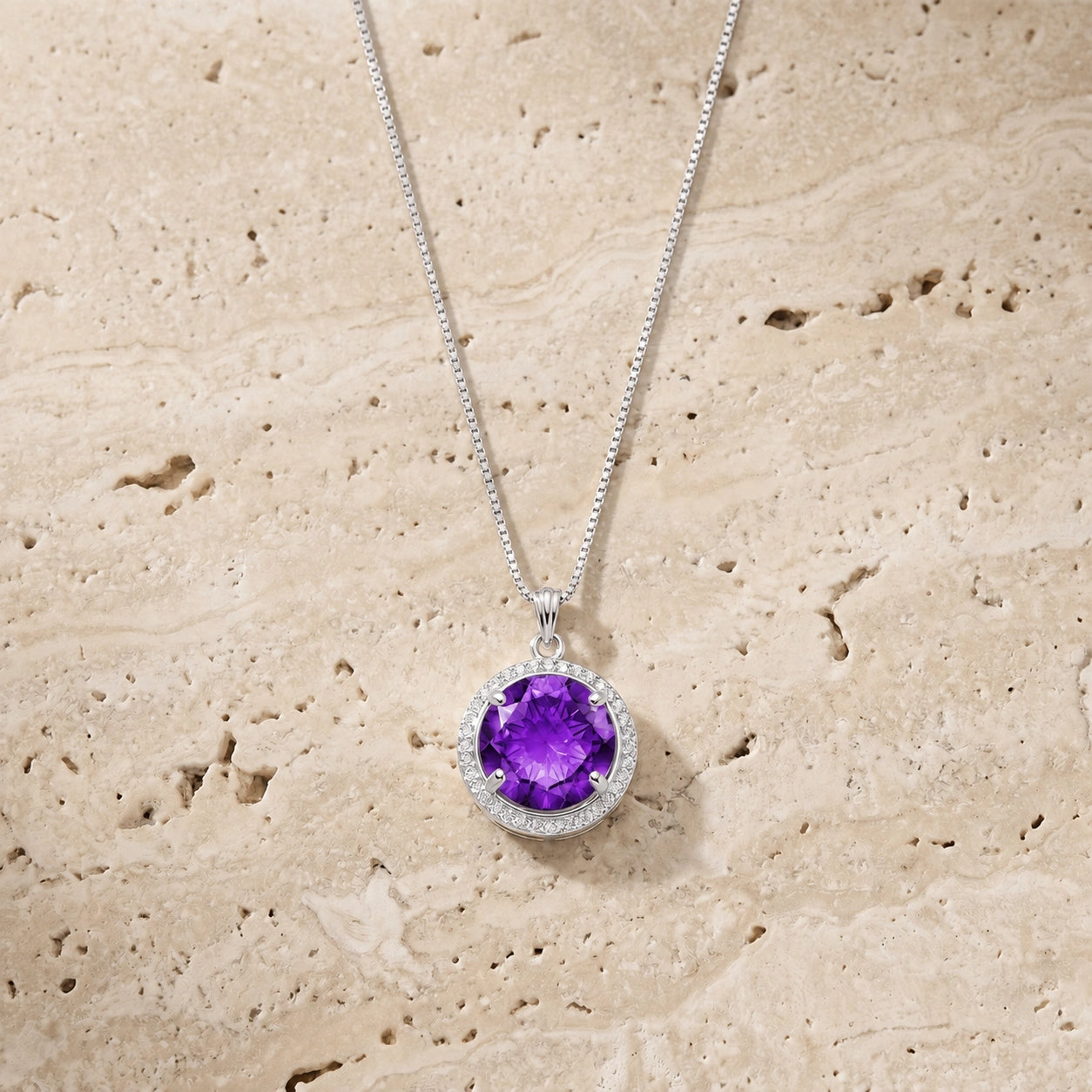 White Gold Bloom Pendant Necklace Amethyst 10K — Erminia