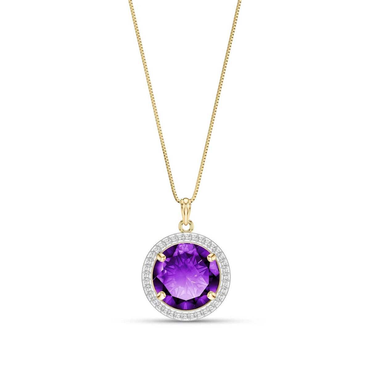 Yellow Gold Bloom Pendant Necklace Amethyst 10K — Erminia