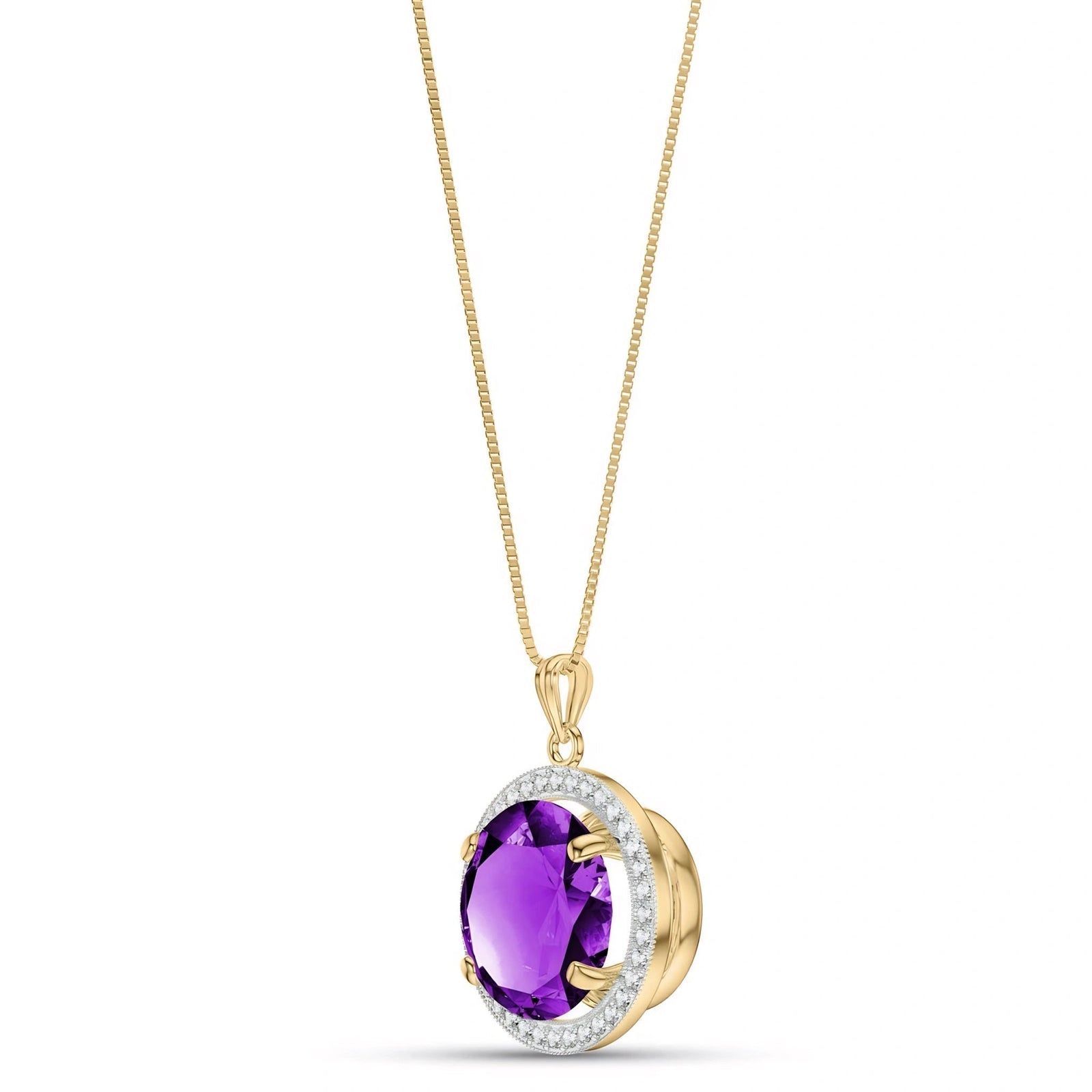 Yellow Gold Bloom Pendant Necklace Amethyst 10K — Erminia