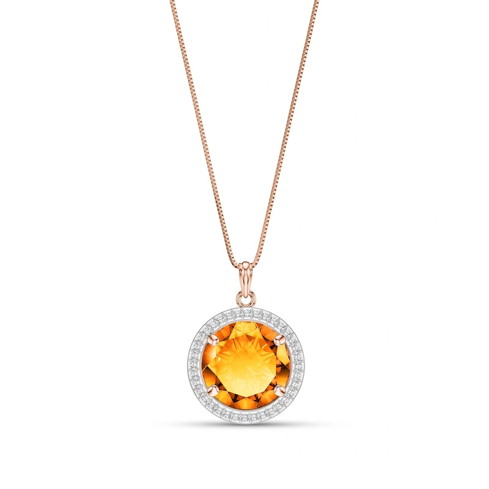 Rose Gold Bloom Pendant Necklace Citrine 10K — Erminia