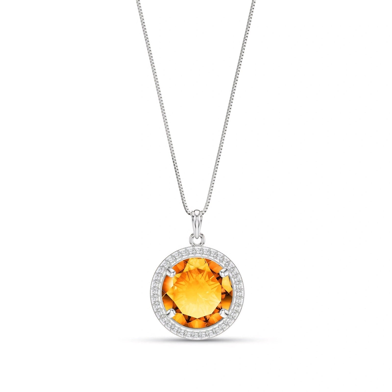 White Gold Bloom Pendant Necklace Citrine 10K — Erminia