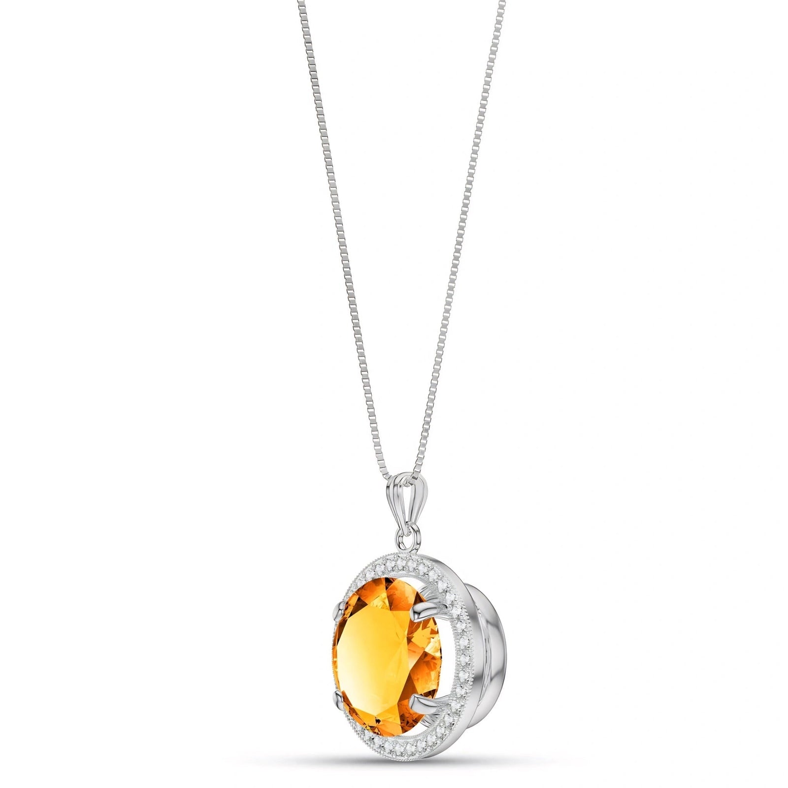 White Gold Bloom Pendant Necklace Citrine 10K — Erminia