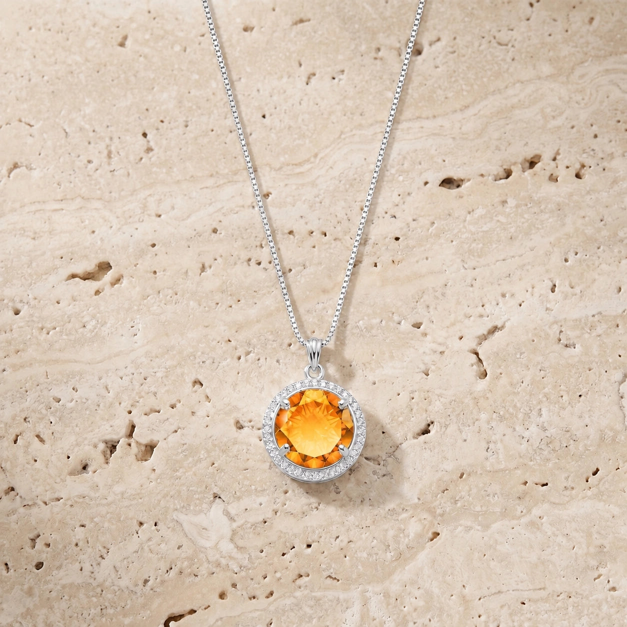 White Gold Bloom Pendant Necklace Citrine 10K — Erminia