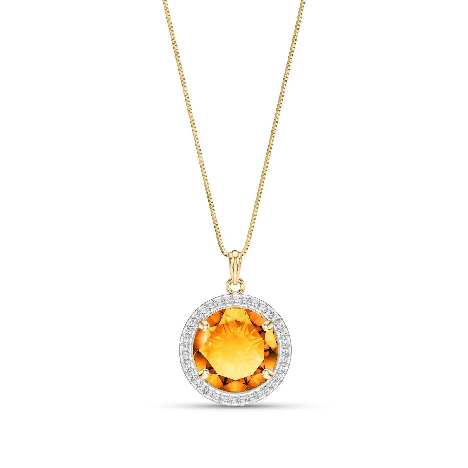 Yellow Gold Bloom Pendant Necklace Citrine 10K — Erminia