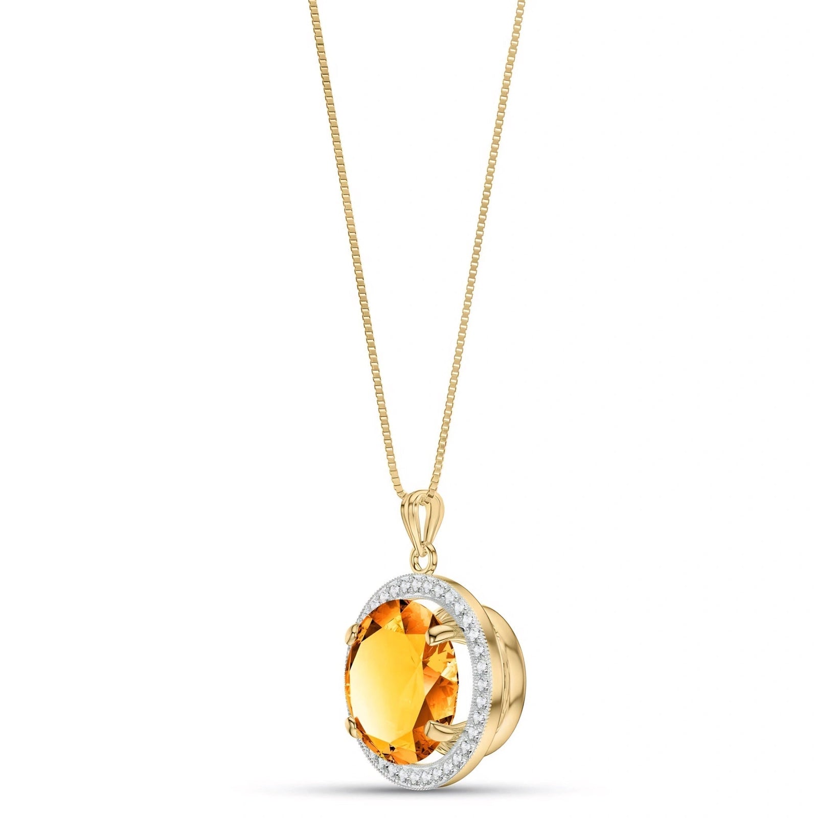 Yellow Gold Bloom Pendant Necklace Citrine 10K — Erminia
