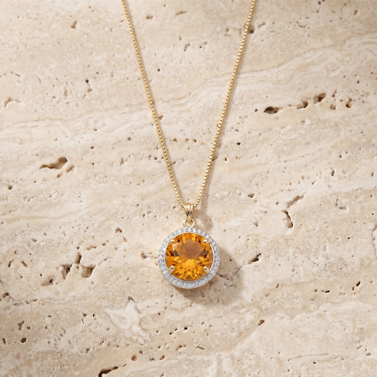 Yellow Gold Bloom Pendant Necklace Citrine 10K — Erminia