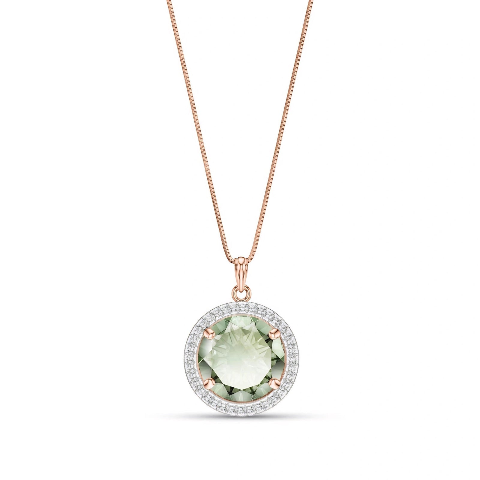 Rose Gold Bloom Pendant Necklace Green Amethyst 10K — Erminia