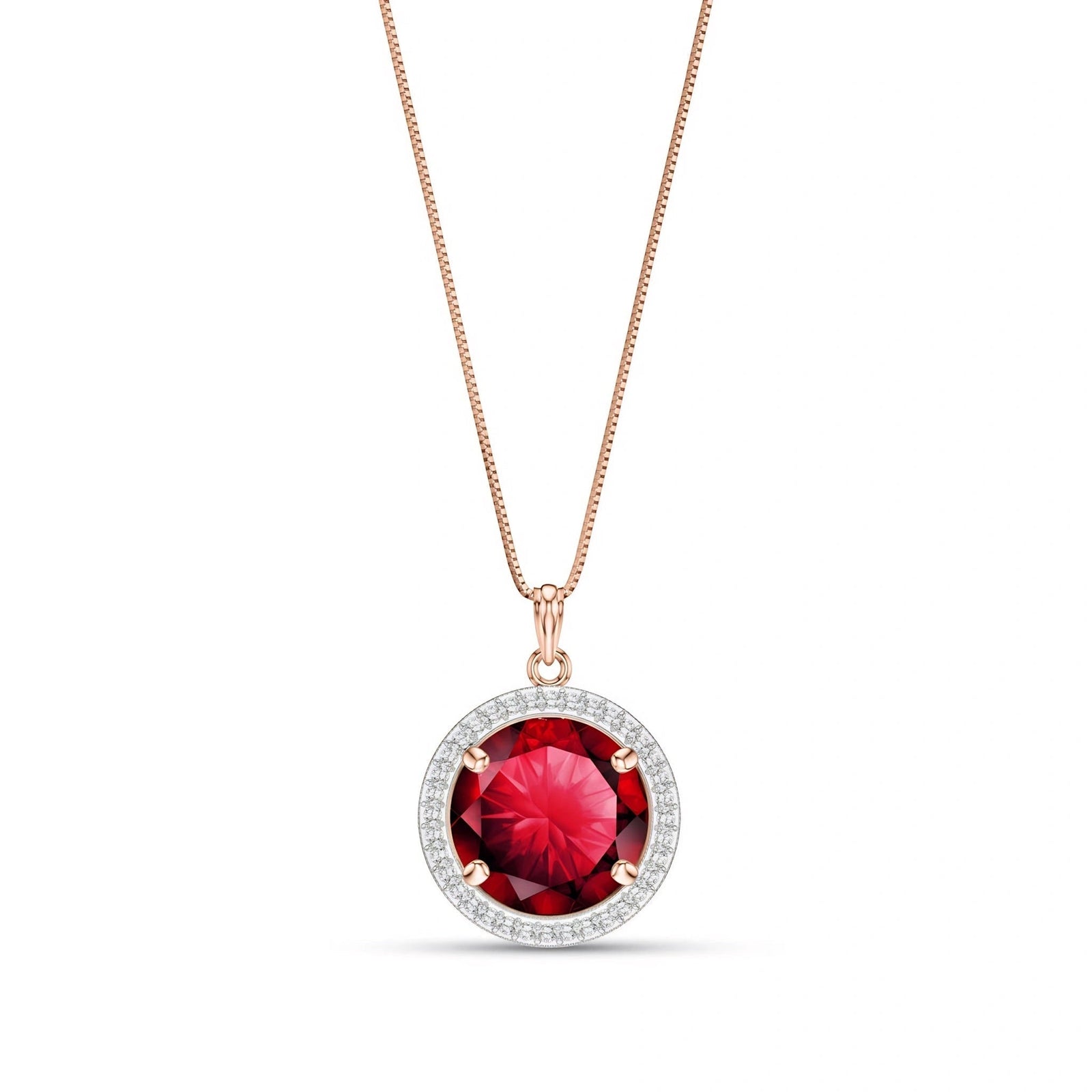 Rose Gold Bloom Pendant Necklace Ruby 10K — Erminia