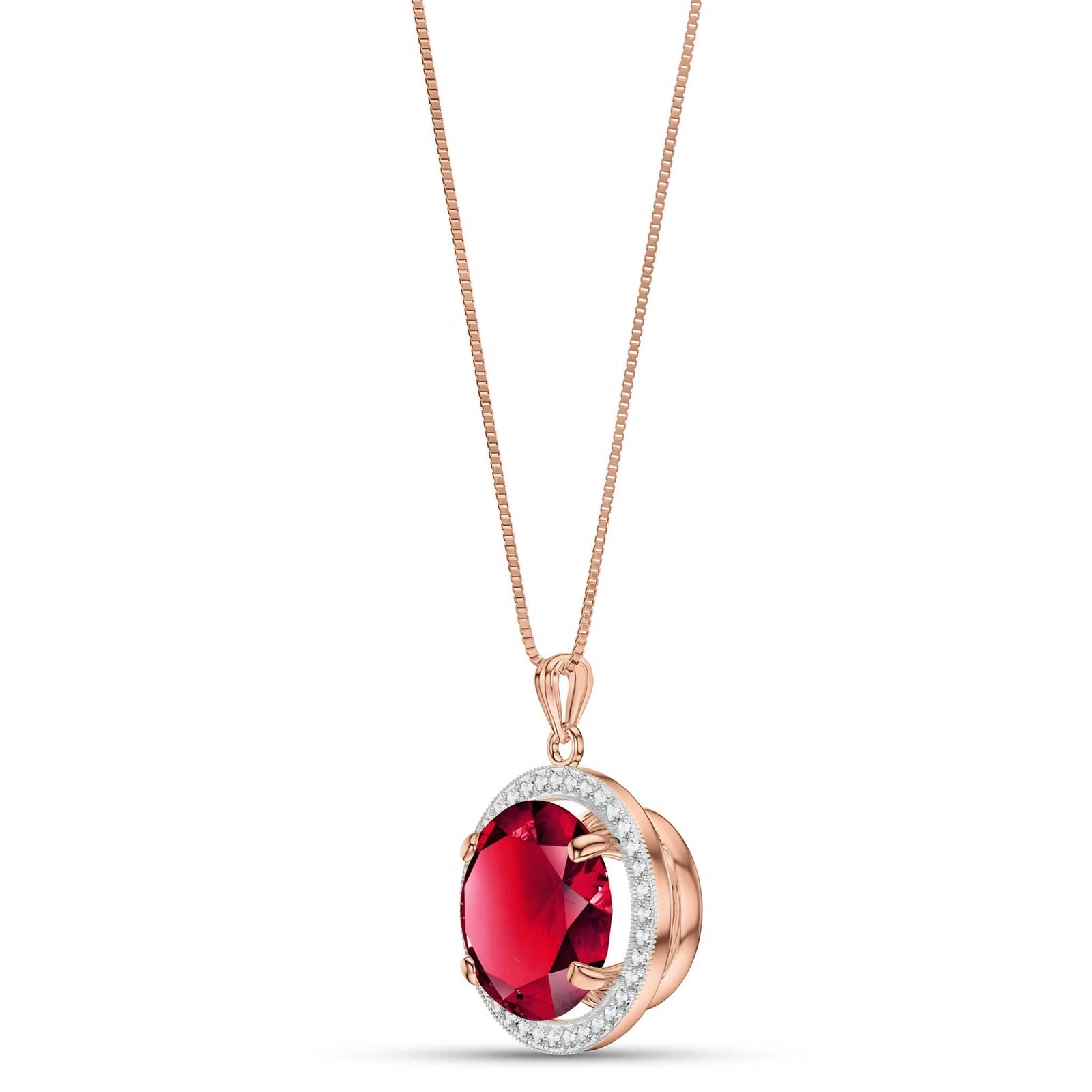 Rose Gold Bloom Pendant Necklace Ruby 10K — Erminia
