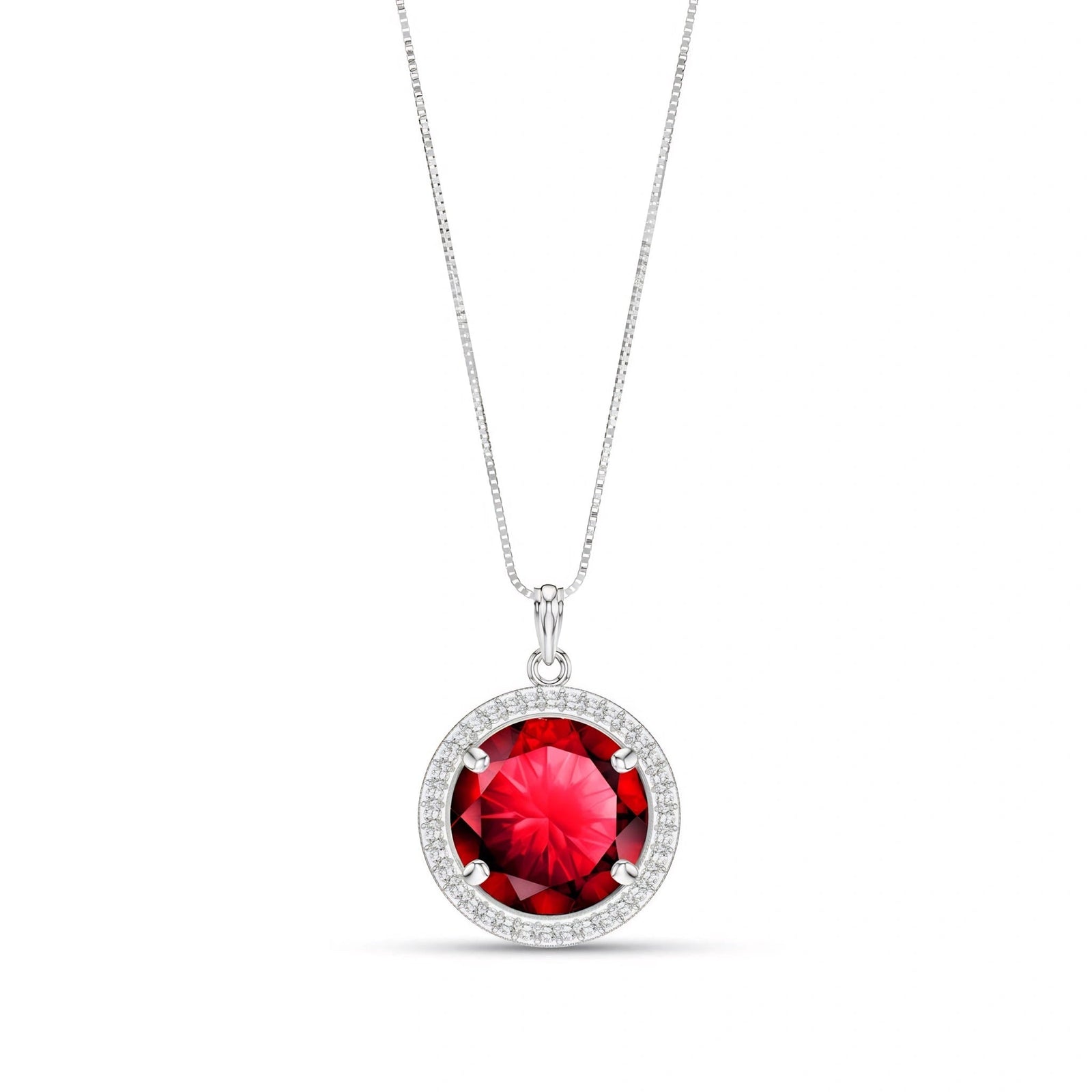White Gold Bloom Pendant Necklace Ruby 10K — Erminia