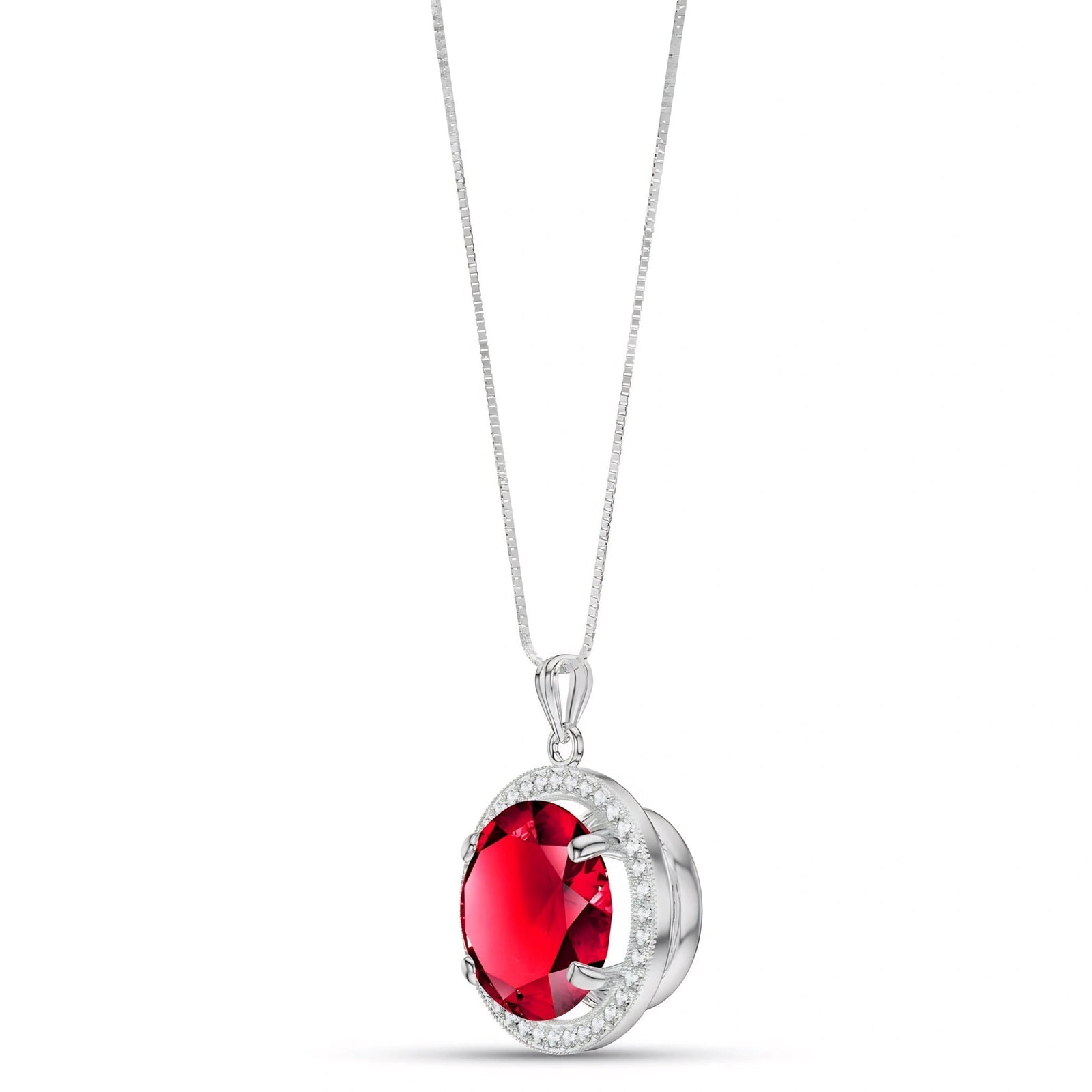 White Gold Bloom Pendant Necklace Ruby 10K — Erminia