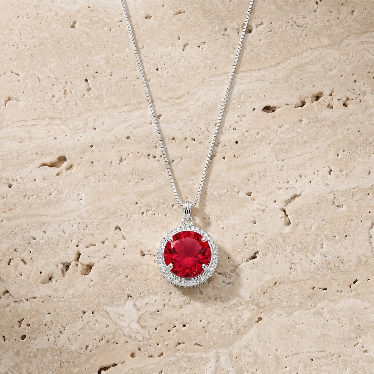White Gold Bloom Pendant Necklace Ruby 10K — Erminia