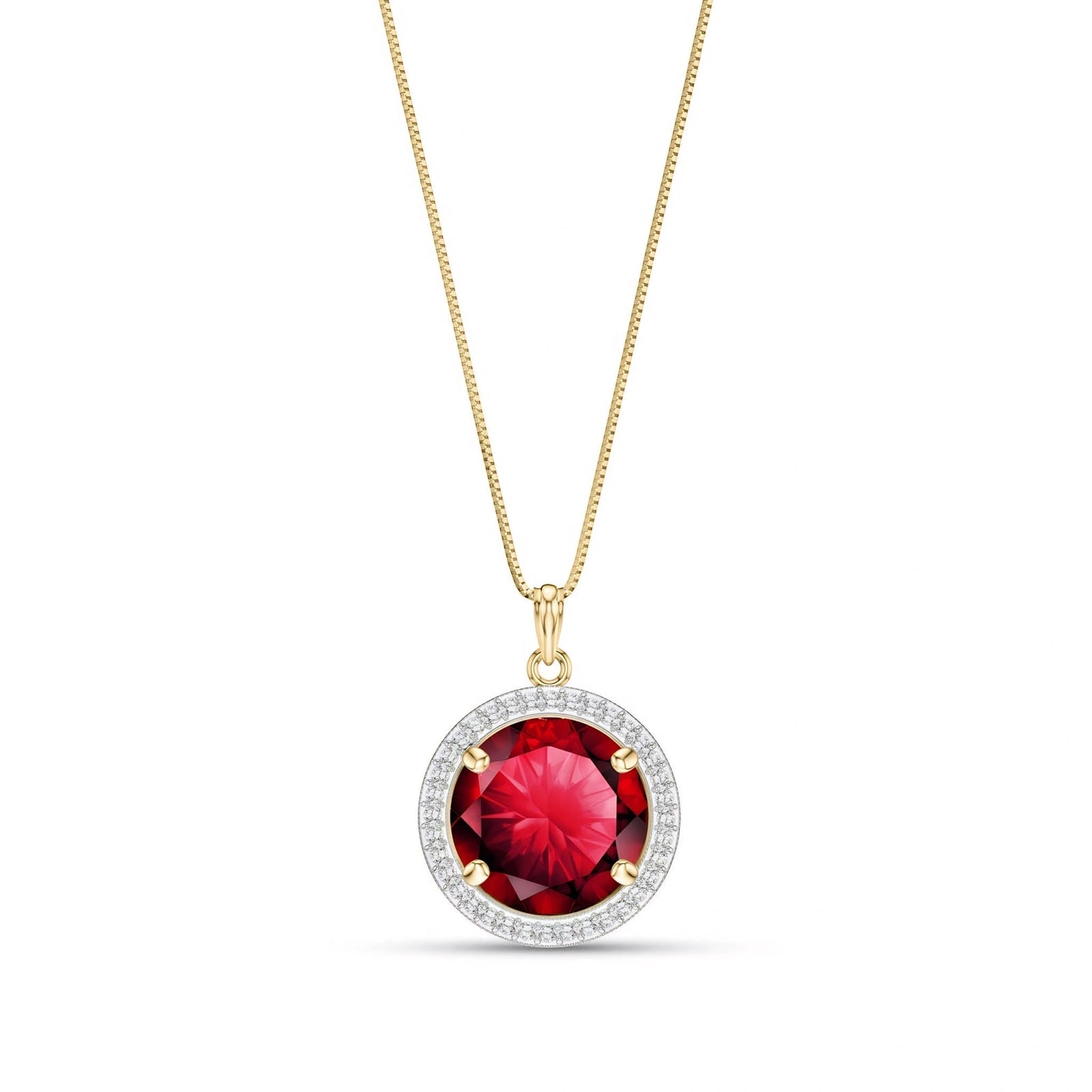 Yellow Gold Bloom Pendant Necklace Ruby 10K — Erminia