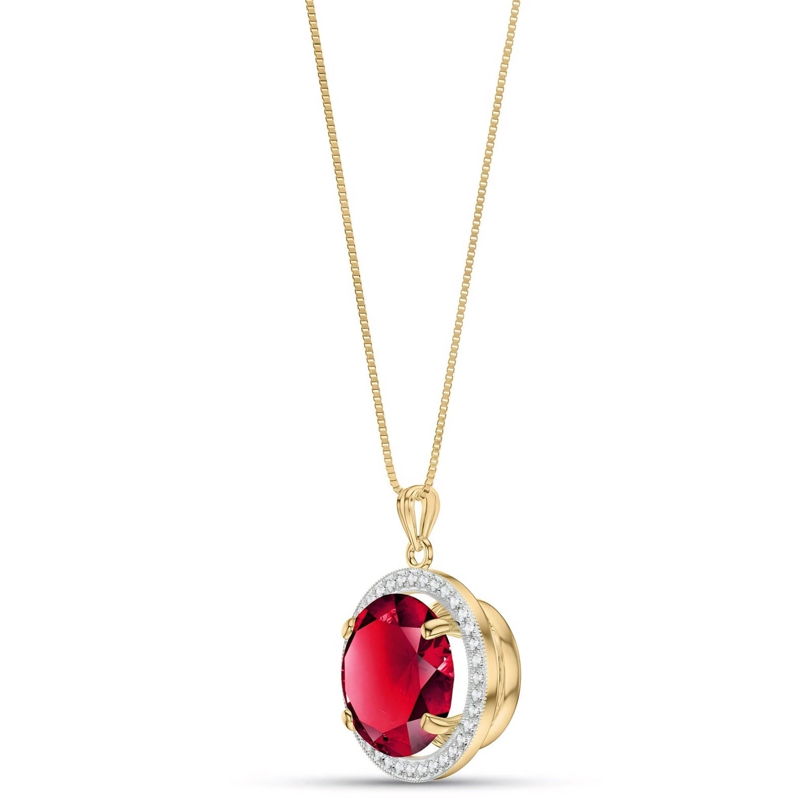 Yellow Gold Bloom Pendant Necklace Ruby 10K — Erminia