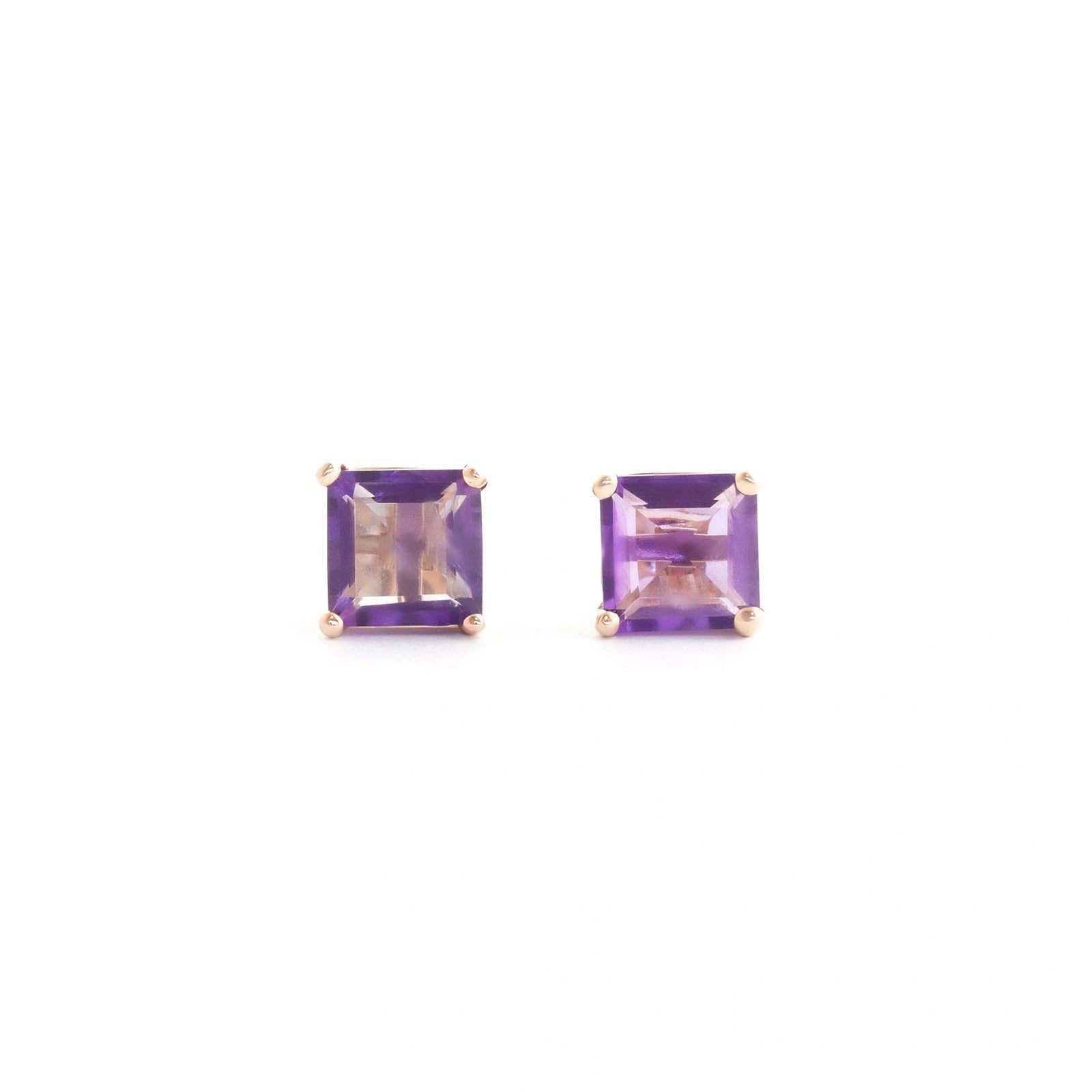 Rose Gold Earrings Amethyst 10K — Artemisia